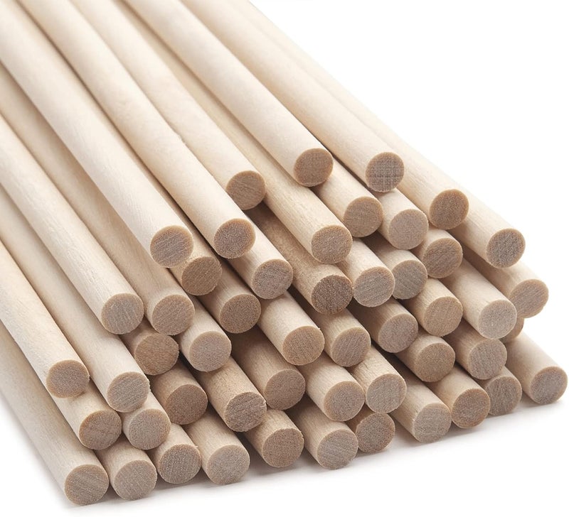 Coowayze Wood Dowel Rods Wooden Dowels for Crafts, 50 PCS 1/4 x 15 Wooden Sticks for Crafts, Round Macrame Dowels, Unfinished Small Wood Sticks for Crafting, Lollipops, Tiered Cake, Photo Booth Props - Image 1